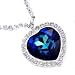 Fancy Large Bermuda Blue Swarovski Austrian Crystal Titanic Heart of the Ocean Pendant Necklace Elegant Trendy Fashion Jewelry