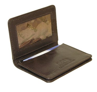 New Leather Credit Card Holder Wallet ID Window Brown