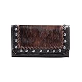 American West Wild Horses Collection Ladies Tri Fold Wallet Brindle Cowhide by American West