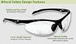 ELVEX RX-300 READING SAFETY GLASSES IN POLYCARBONATE CLEAR LENS +1.5 DIOPTER