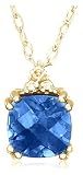 10k Yellow Gold, September Birthstone, Created Blue Sapphire and Diamond-Accent Pendant