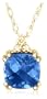 10k Yellow Gold, September Birthstone, Created Ceylon Sapphire and Diamond Pendant