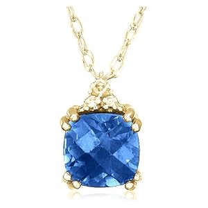 10k Yellow Gold, September Birthstone, Created Ceylon Sapphire and Diamond... by