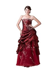 Strapless Organza Floor Length Lace-Up Beaded Mother-of-the-Bride Dress 