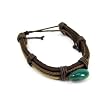 Leather String Jade Bracelet, Brown Leather with Jade Nugget