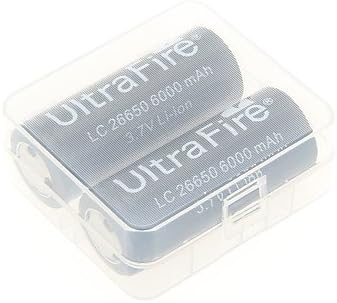UItraFire LC 6000mAh 26650 Battery (2pcs) + 2 Pcs/Lot Hard Plastic Battery Storage Box for 26650 Battery