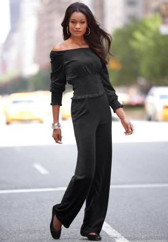 metrostyle Smocked Velour Jumpsuit