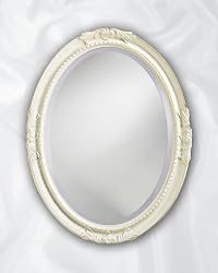 Emma Antique White Finish Oval 33" High Wall Mirror