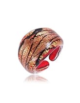 Antica Murrina Veneziana Laguna - Ring aus Muranoglas in Rot/Gold/Schwarz