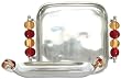 Aluminum Square Tray with Ruby Red and Gold Glass Bead Handles 9 1/2" x 9 1/2"