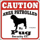 Dog Yard Sign Caution Area Patrolled By Pug Security Company