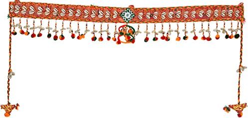 Banderwal Handmade Door Hanging Door Décor Toran Door Sign Tapestry for Subh Labh Good Luck Prosperity From Holy Shrine (100 Cm X 14 Cm, Wa109)