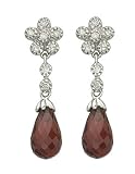 14K White Gold Garnet and Diamond Earrings