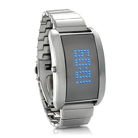 High-Tech Place Blue Fiction - Montre � LED Alliage M�tal, texte d�fillant