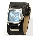Kahuna - AK005 - Montre Homme - Quartz Analogique - Ecran Bleu - Bracelet Noir - Calendrier - Acier Inoxydable - Porte monnaie assorti