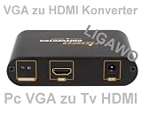 Produkt-Bild: VGA HDMI Konverter Adapter Wandler - VGA zu HDMI Converter - Pc, Laptop, Netbook, Macbook mit VGA Ausgang zu Tv, Beamer, TFT mit HDMI Eingang
