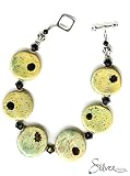 Kazuri & Sterling Silver Bracelet - Sage and Black SilverChicks Exclusive!
