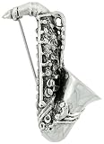 Sterling Silver 1 13/16 (46 mm) Saxophone Brooch Pin