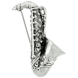 Buy Sterling Silver 1 13 16 (46 mm) Saxophone Brooch Pin