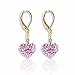 Young Girls Jewelry: Fashion Jewelry for Girls, 14K Gold Plated Heart Leverback Earrings - Teal Dangle Earrings for Kids
