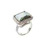 Large Emerald Sterling Silver Ring Size 9
