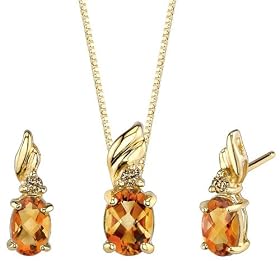 Lavish and Graceful 1.50 cts Oval Checkerboard Citrine Diamond Pendant... by Peora