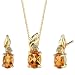 Jewelry : Lavish and Graceful 1.50 cts Oval Checkerboard Citrine Diamond Pendant Earrings Set 14Kt Yellow Gold
