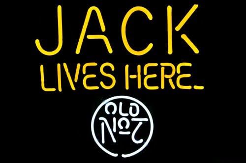 Weneon® 19''x15'' Inches Jack Daniel's Lives Here No.7 Old Style Handcrafted Beer Bar Pub Display Design Decorate Real Glass Tube Neon Light Sign