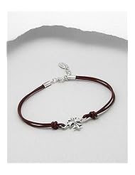 Brown Leather Bracelet In 92.5 Sterling Silver