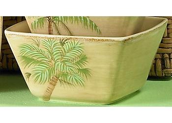 Clay Art Palm Island Fan Palm Tree Bowl
