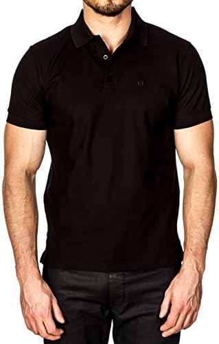 horst Men's Solid Color Cotton Pique Polo Shirt Black Size Large
