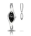 Seksy - Femme Montre - Noir nacre cadran - Cristal Swarovski - Bracelet en acier - Pendants libres cadeau - 4405
