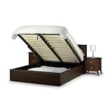 PRADO OTTOMAN BROWN FAUX LEATHER  DOUBLE STORAGE BED WITH CHROME LEGS AND PARIS MATTRESS