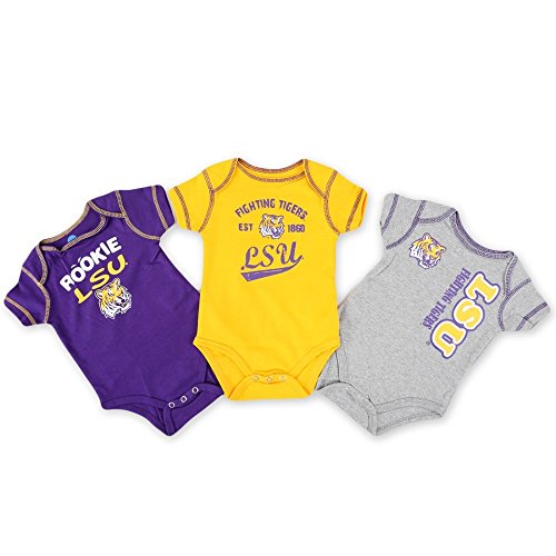 LSU Tigers Baby Clothes 3 Pack Rompers