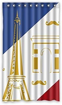Tall Switch Custom Fashion Eiffel Tower Triumphal Arch and French Flag window Curtain One Piece Custom Home Decor Curtain 52"W x 84"L