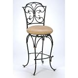 Hillsdale Sparta 24-Inch Counter Stool with Return, Black-Gold Finish with Buckskin Faux-Suede Fabric