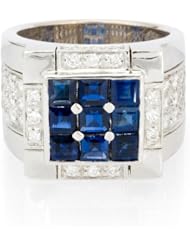 Leo Pizzo Diamond and Blue Sapphire 18k White Gold Ring