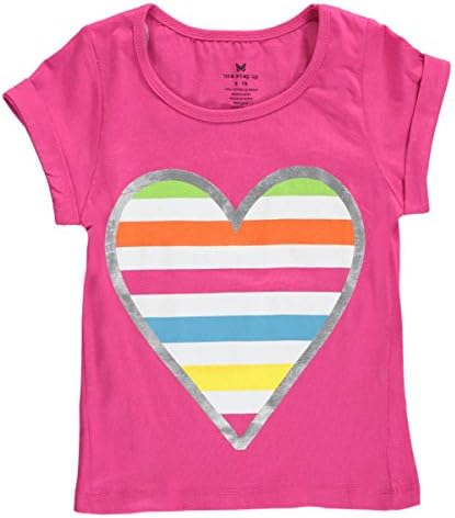 One Step Up Big Girls' "Rainbow Heart" Midriff Top - fuchsia, 14 - 16