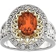 14K Two-Tone Gold Mexican Fire Opal and Diamond Ring