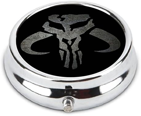 OceanArt Custom Boba Fett Armor Star Wars Unique Silver Tone Round Pill Box Medicine Tablet Organizer or Coin Purse