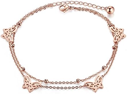 UNIONTOP Womens Gold Plated Butterfly Stainless Steel Bracelets Having Two Layers