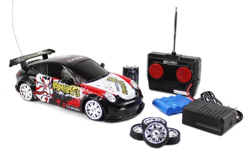 1:18 Scale RTR Remote Control Full Function Porsche 911 GT3 / Turbo / GT2 Drift car with Graffiti (Colors May Vary) and Rechargeable Batteries
