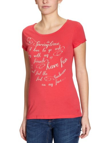 TOM TAILOR Denim Damen T-Shirt, 10226070071/T-shirt with print, Gr. 34 (XS), Rot (4103) Preisvergleich