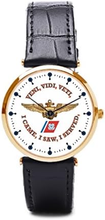 Hiyane Leather Wrap Watches Uscg Pilot Badge Black/Gold