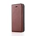 iPhone 5C Case, JAMMYLIZARD Leather [SWISS] Wallet Flip Cover, Brown with integrated magnetic closure