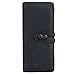 Small Women's Bi-fold Long Purse Button Clutch Wallet with Card Slotss (Black)