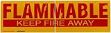 Brady 60271 7 Height, 24 Width, B-302 High Performance Polyester, Red On Yellow Color Cabinet Labels, Legend Flammable Keep Fire Away