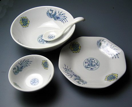 【ありそで、なかったこのセット♪】ラーメン・チャーハン・レンゲ＆スープセットブルー鳳凰