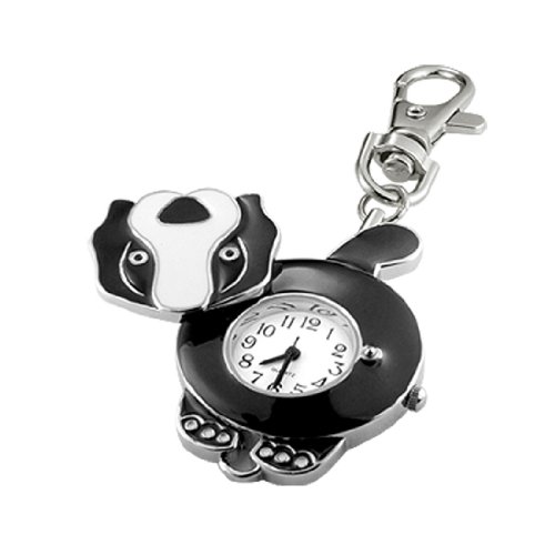 Dog Watch w / Keychain Clip Pocket Watch Black