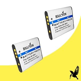 Two Halcyon 1200 mAH Lithium Ion Replacement Battery for Sony Cyber-shot DSC-S950 10.1 MP Digital Camera and Sony NP-BK1